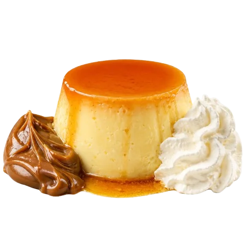 Flan con dulce de leche y nata